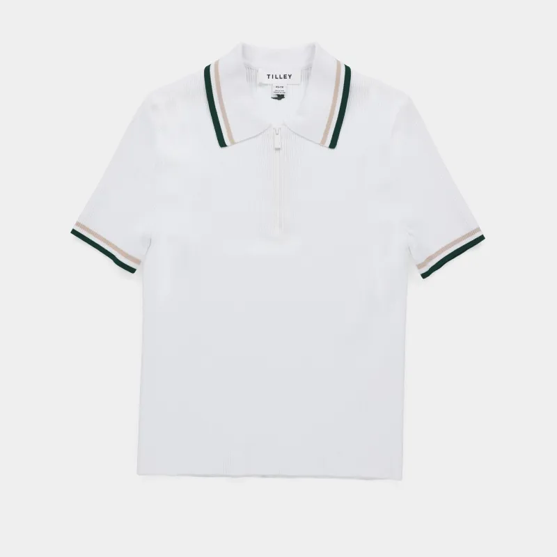 Stripe Zip Polo sold by TILLEY
