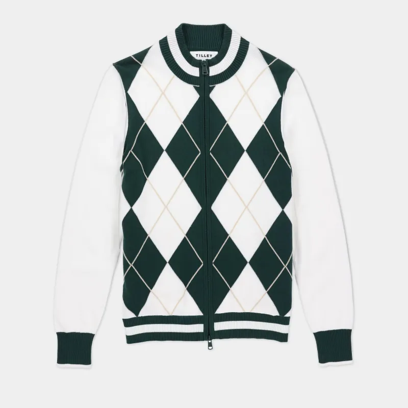 Argyle Full Zip Sweater sold by TILLEY