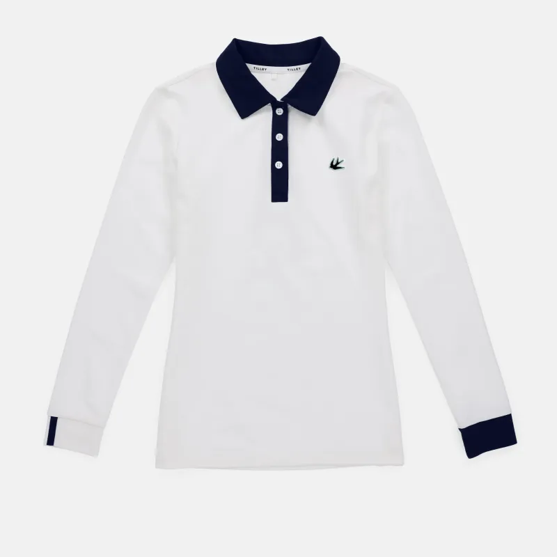 Preppy Pique Long Sleeve Stripe Placket Polo made by TILLEY