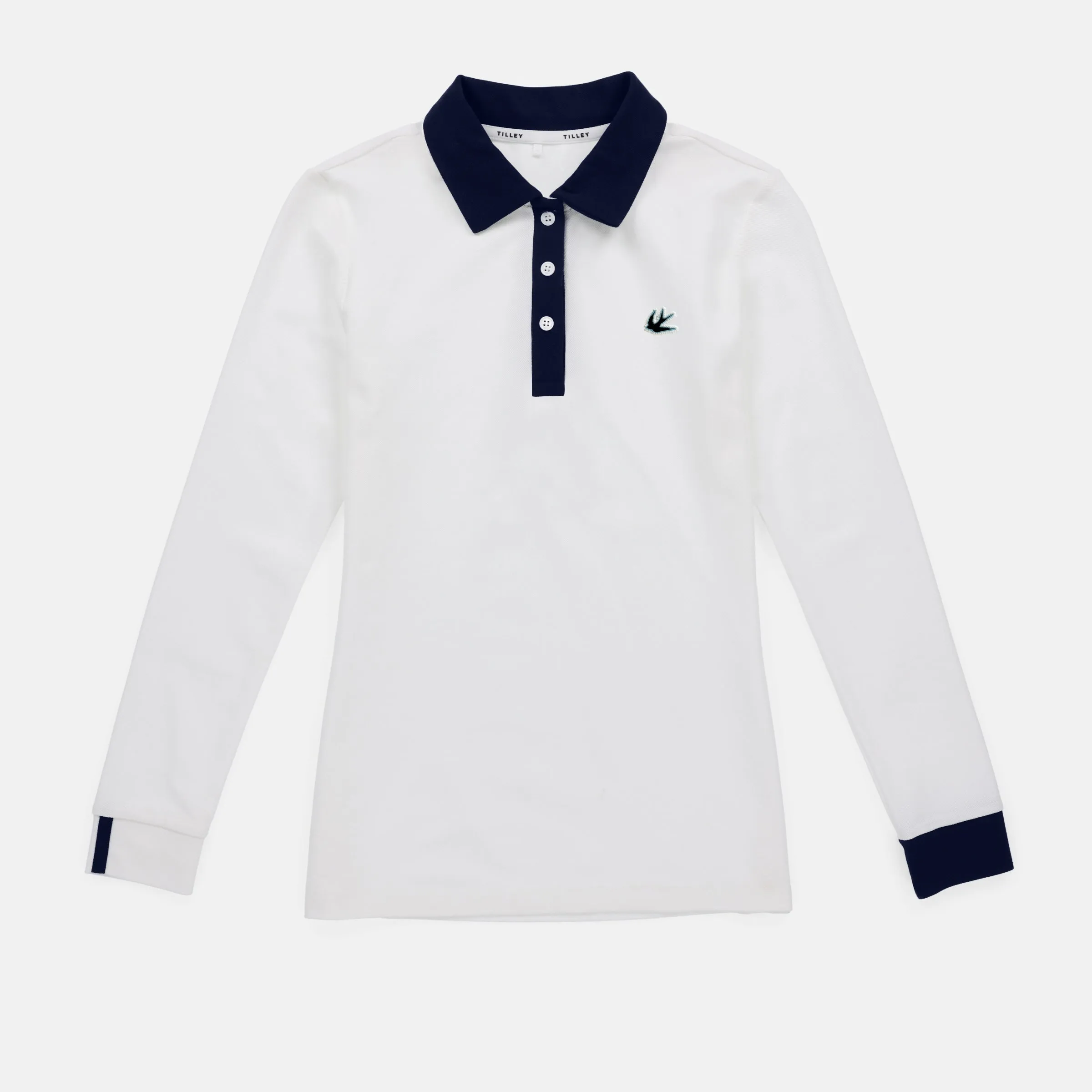Preppy Pique Long Sleeve Stripe Placket Polo sold by TILLEY