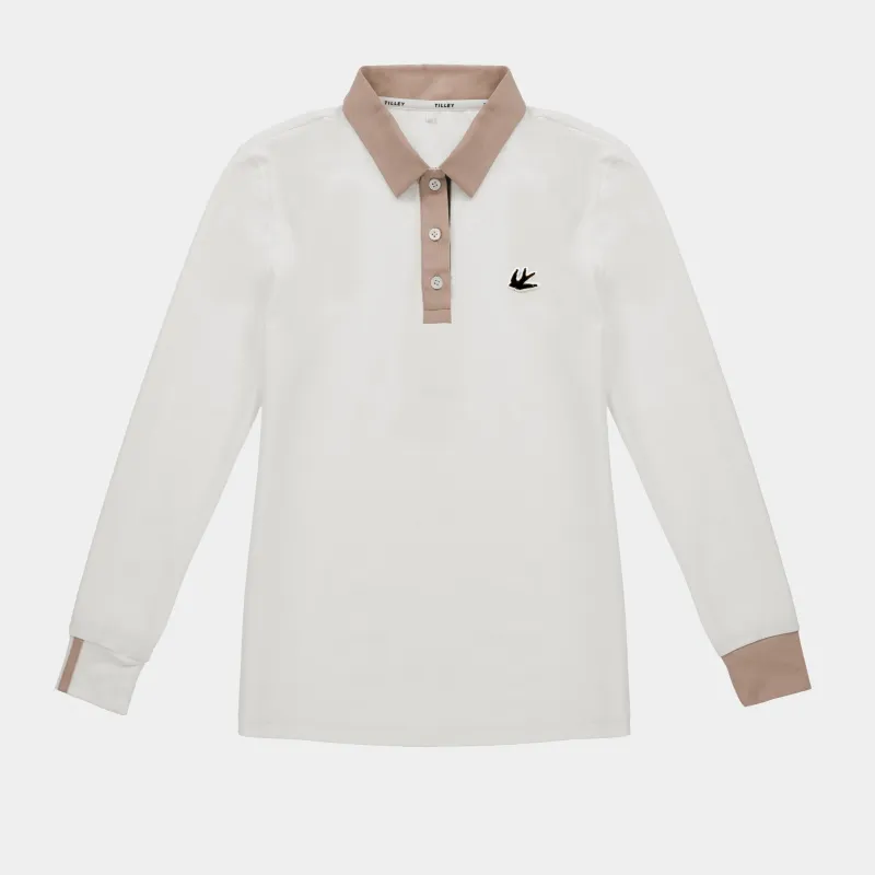 Preppy Pique Long Sleeve Stripe Placket Polo made by TILLEY