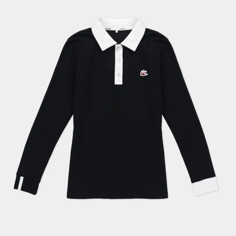 Preppy Pique Long Sleeve Stripe Placket Polo made by TILLEY