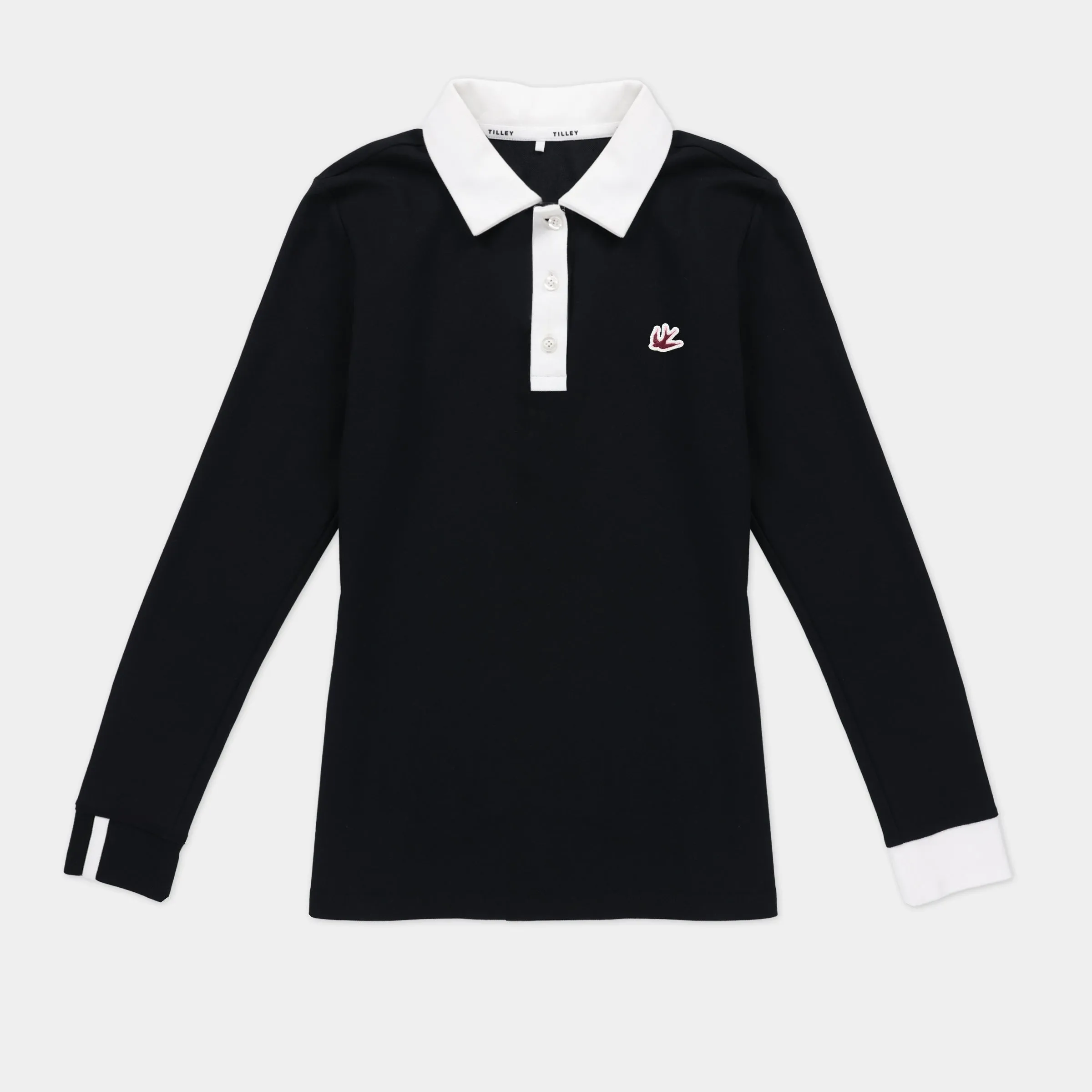 Preppy Pique Long Sleeve Stripe Placket Polo sold by TILLEY