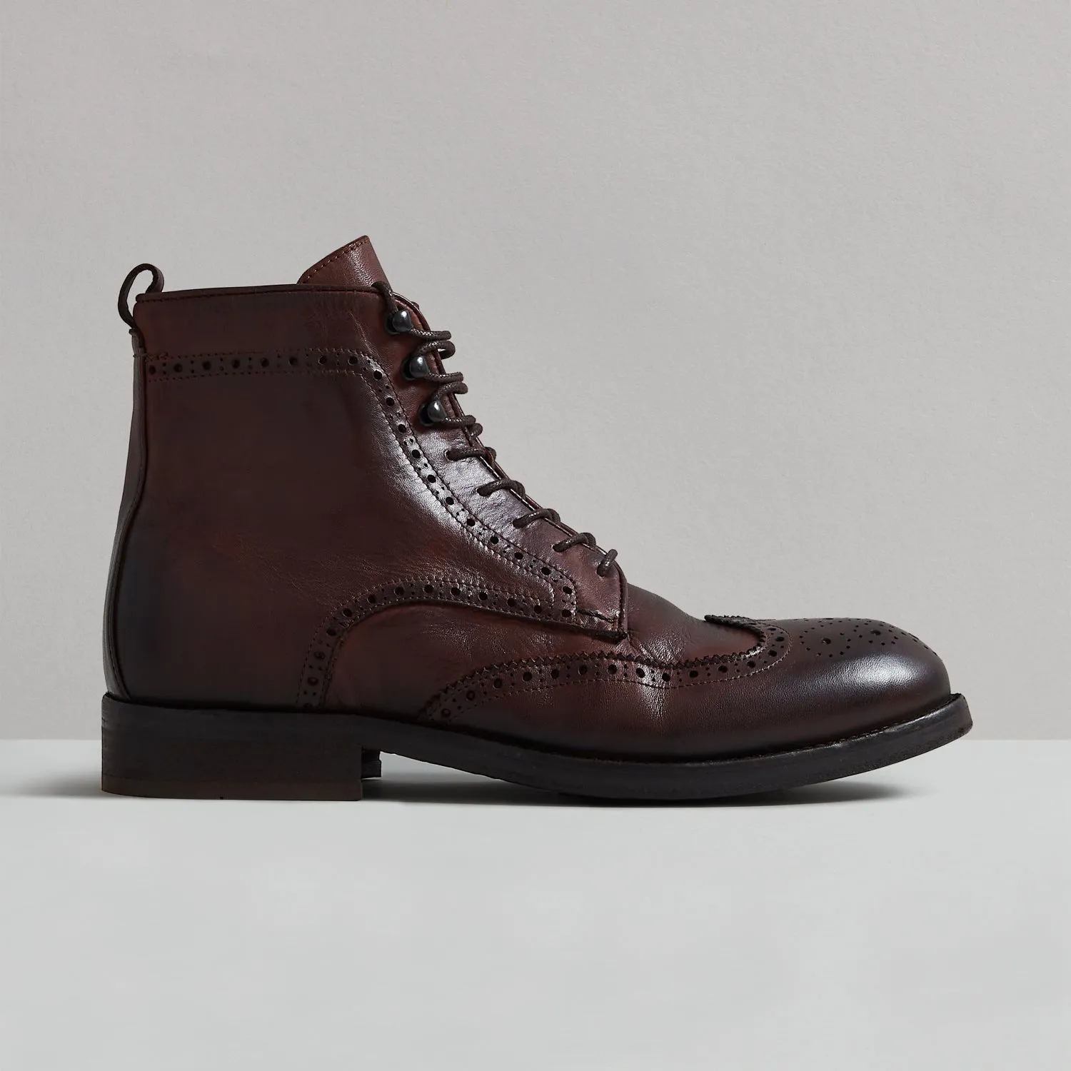 SHERWOOD BROWN DRUM DYE BROGUE BOOT sold by Hudson Shoes