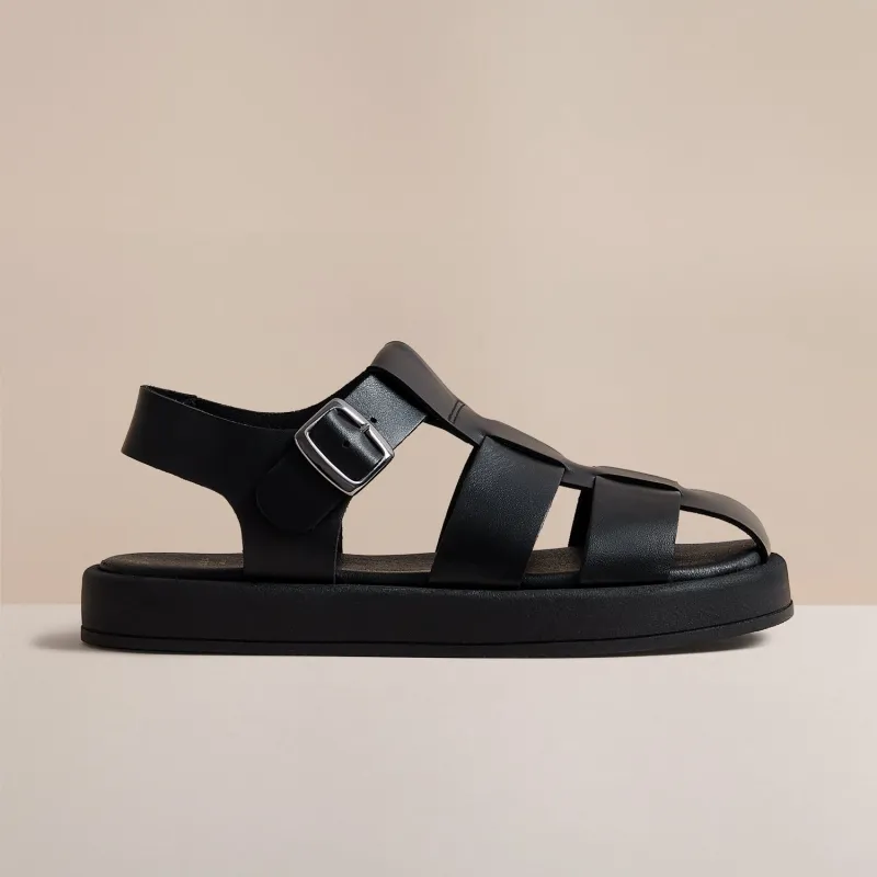 NAOMI WOMENS  BLACK LEATHER SANDA made by Hudson Jeans