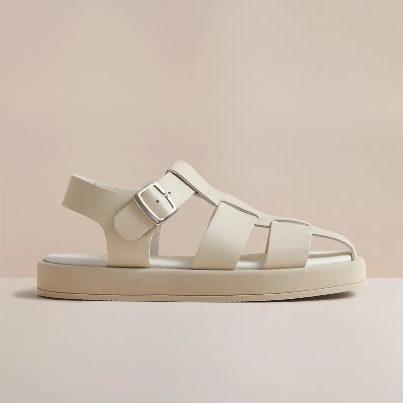 NAOMI  WOMENS ECRU LEATHER SANDAL made by Hudson Jeans