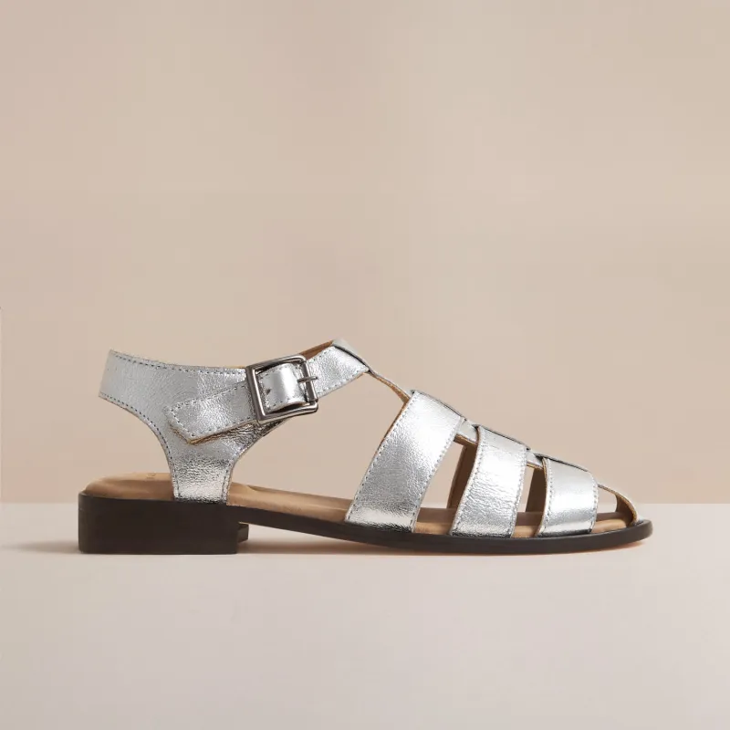 ARABELLA SILVER LEATHER SANDAL sold by Hudson Shoes