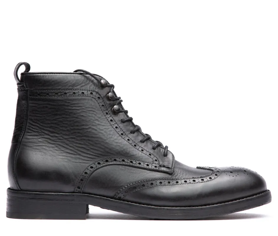 SHERWOOD BLACK DRUM DYE BROGUE BOOT sold by Hudson Shoes