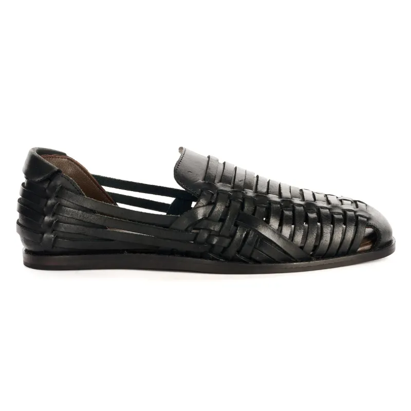 FORNELL MENS BLACK LEATHER WEAVE SANDALS made by Hudson Jeans