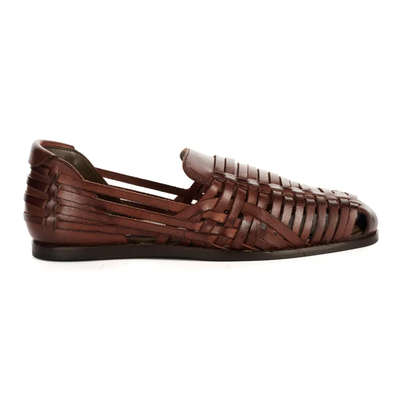 FORNELL MENS BROWN LEATHER WEAVE SANDALS made by Hudson Jeans