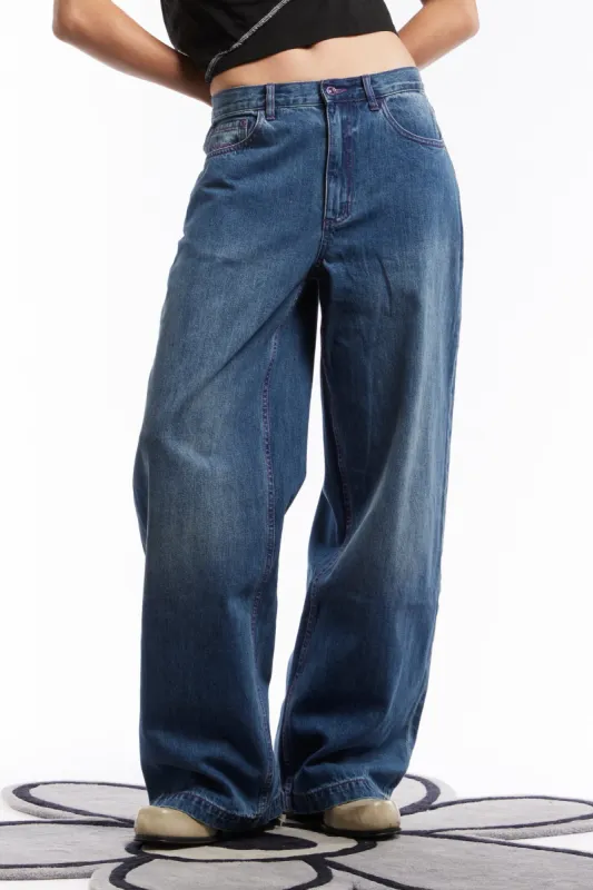 パンツ Paloma wool no 2053 / Ulsan ULSAN-Relaxed fit, washed denim pants with forward seams and