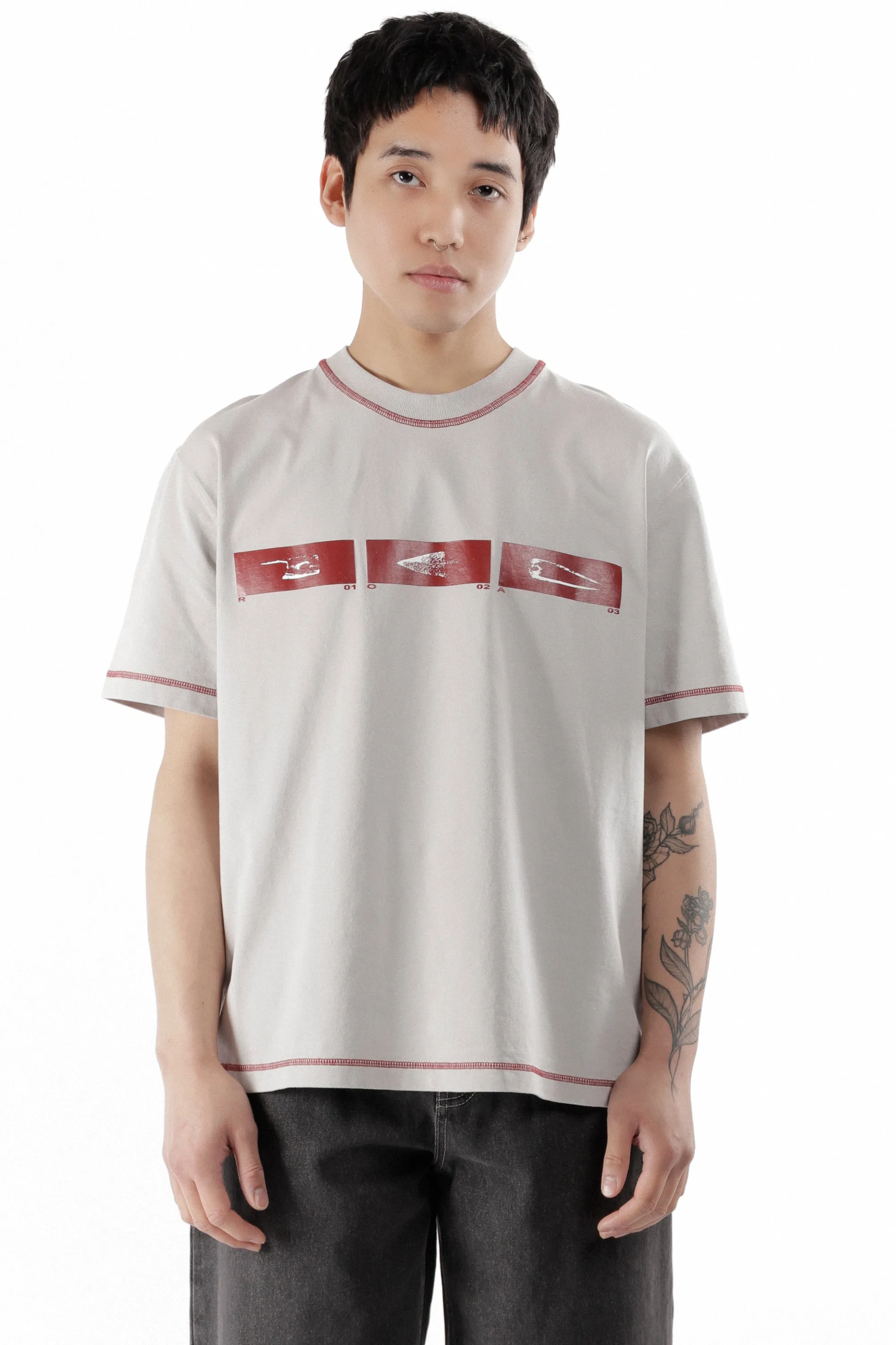 Sticks Stitch Organic T Shirt Light Grey sold by Perks And Mini Pty Ltd (P.A.M.)