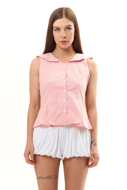 CAROLINE TOP PINK WHITE GINGHAM sold by Perks And Mini Pty Ltd (P.A.M.)
