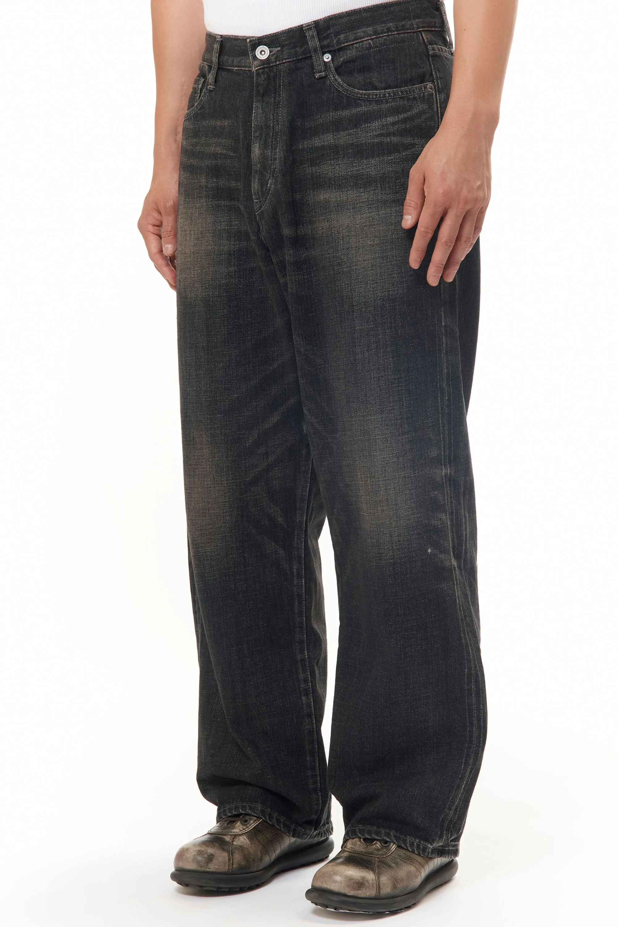 WASHED DENIM DP WIDE JEANS / PANTS BLACK sold by Perks And Mini Pty Ltd (P.A.M.) product image thumbnail 2