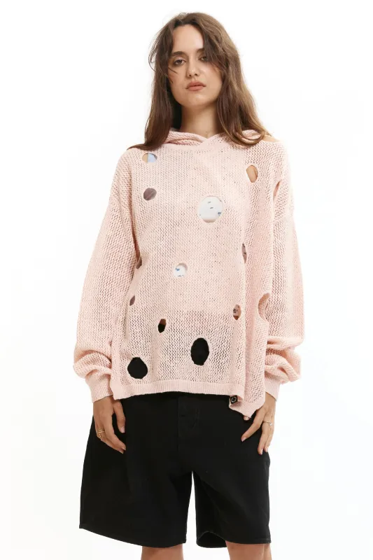 HOLE KNIT HOODIE LIGHT PINK made by Perks And Mini Pty Ltd (P.A.M.)
