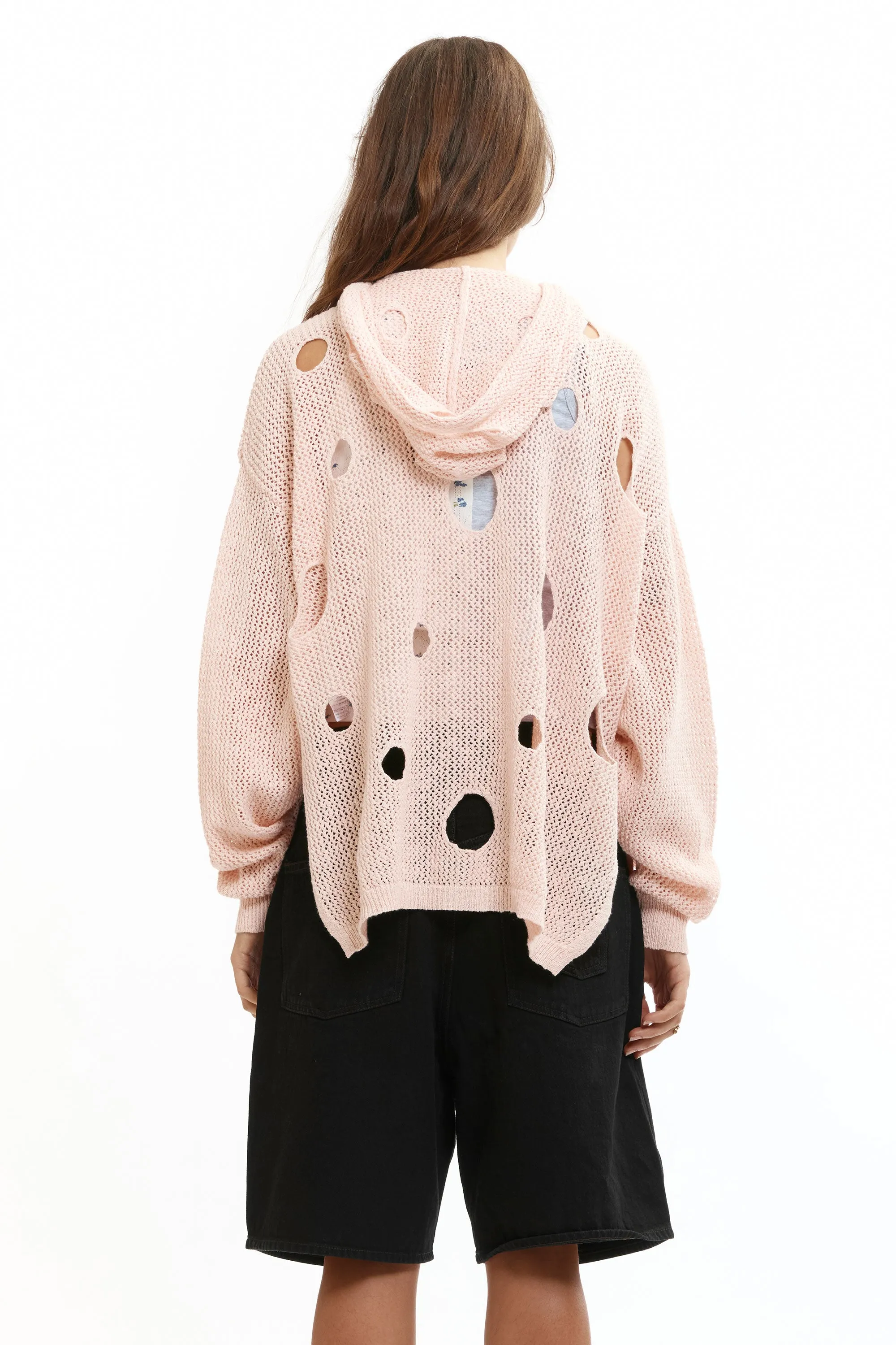 HOLE KNIT HOODIE LIGHT PINK sold by Perks And Mini Pty Ltd (P.A.M.) product image thumbnail 2