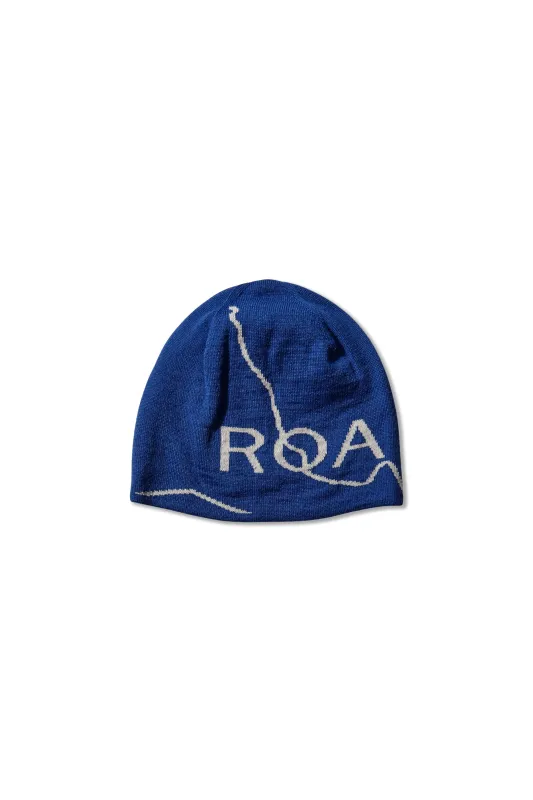 SS26 Logo Wool Beanie Blue made by Roa Hiking