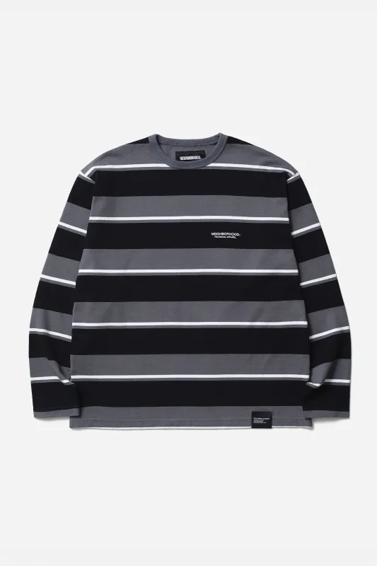 SS26 BORDER CREW NECK LS GREY made by Neighborhood