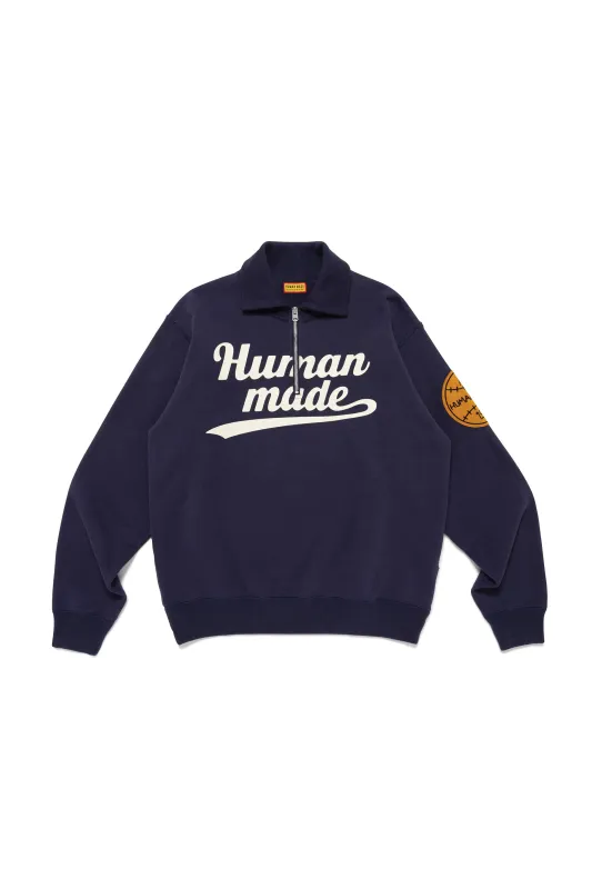 HALF-ZIP SWEATSHIRT NAVY made by Human Made