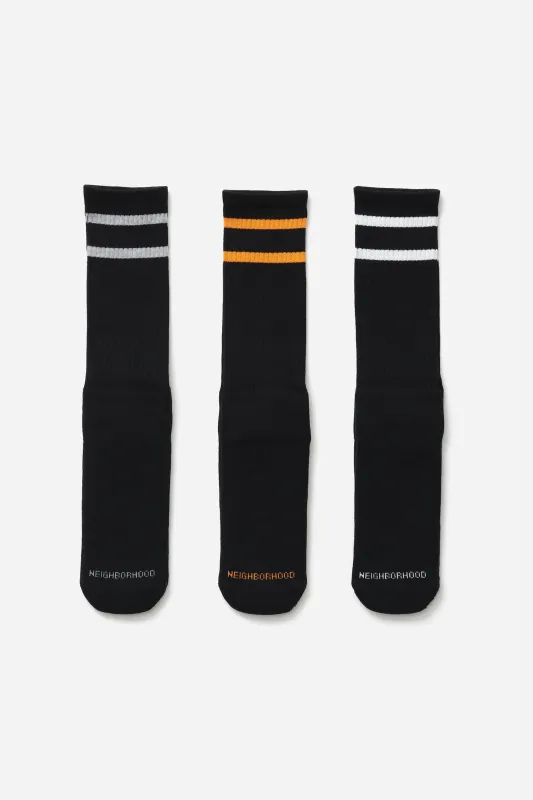 SS26 CLASSIC 3PACK SOCKS BLACK made by Neighborhood