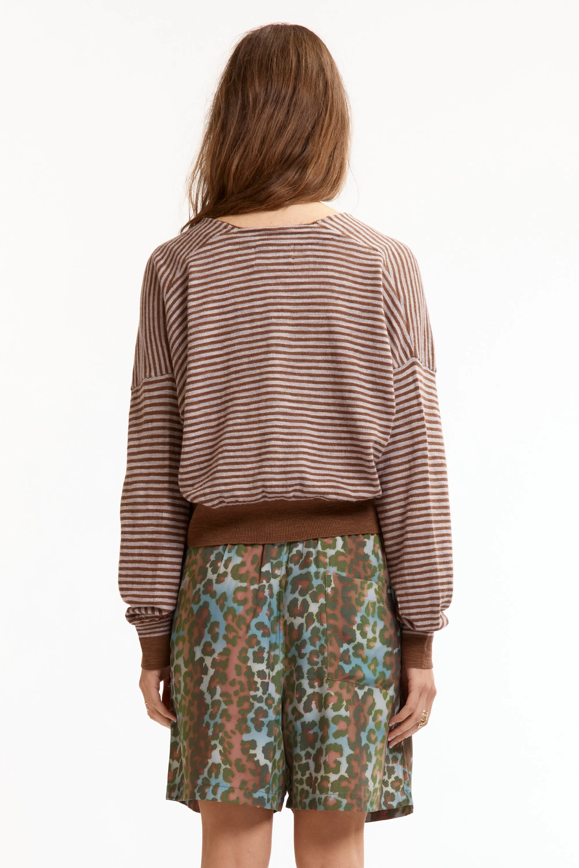 SLAB GAUZE KNIT BOLERO STRIPE BROWN GREY sold by Perks And Mini Pty Ltd (P.A.M.) product image thumbnail 5