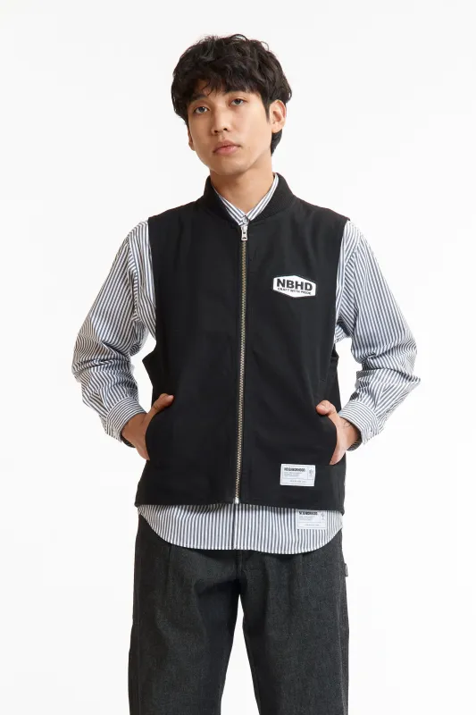 SS26 ZIP WORK VEST BLACK made by Neighborhood