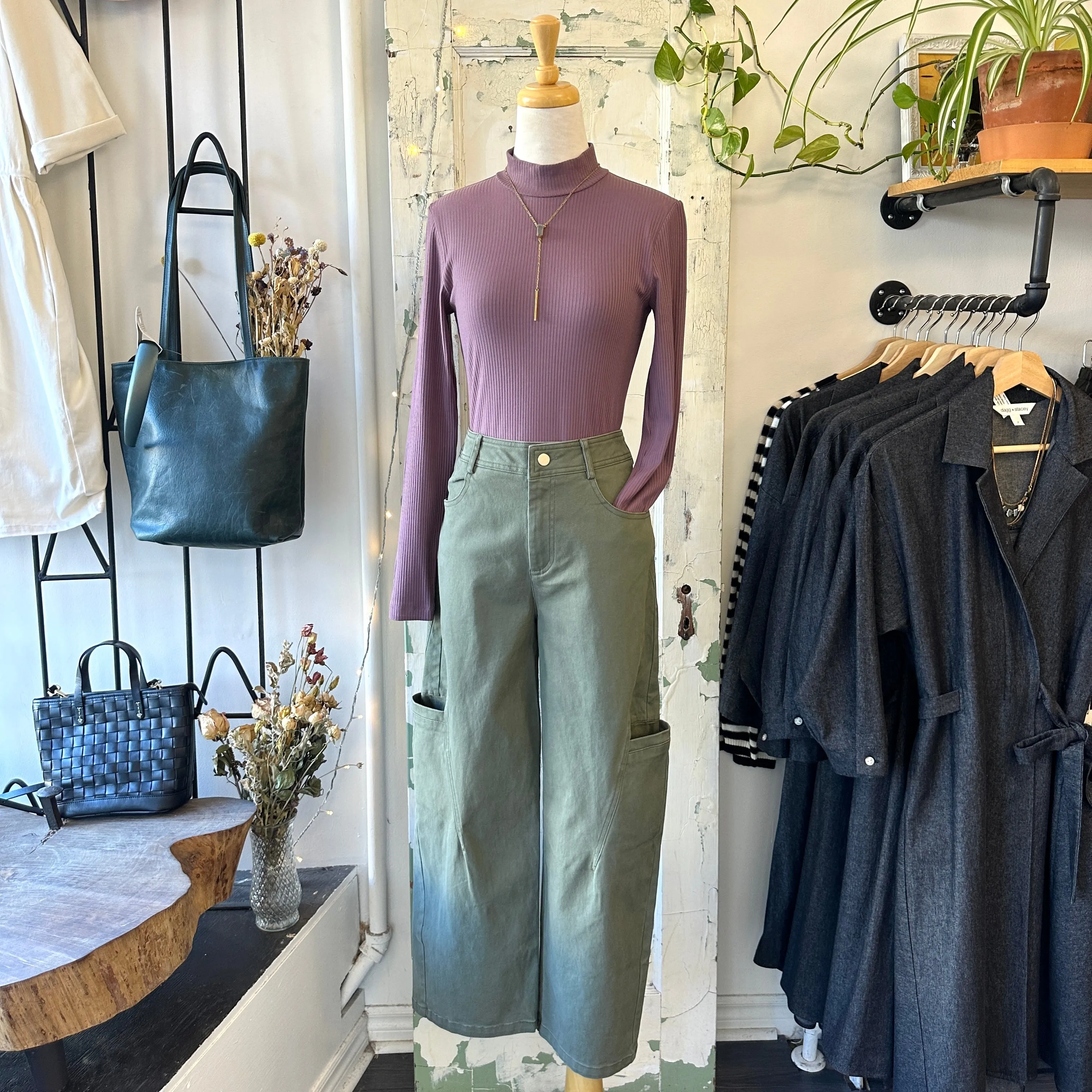 Pink Martini // Rosalie Pants Sage sold by Coal Miner's Daughter