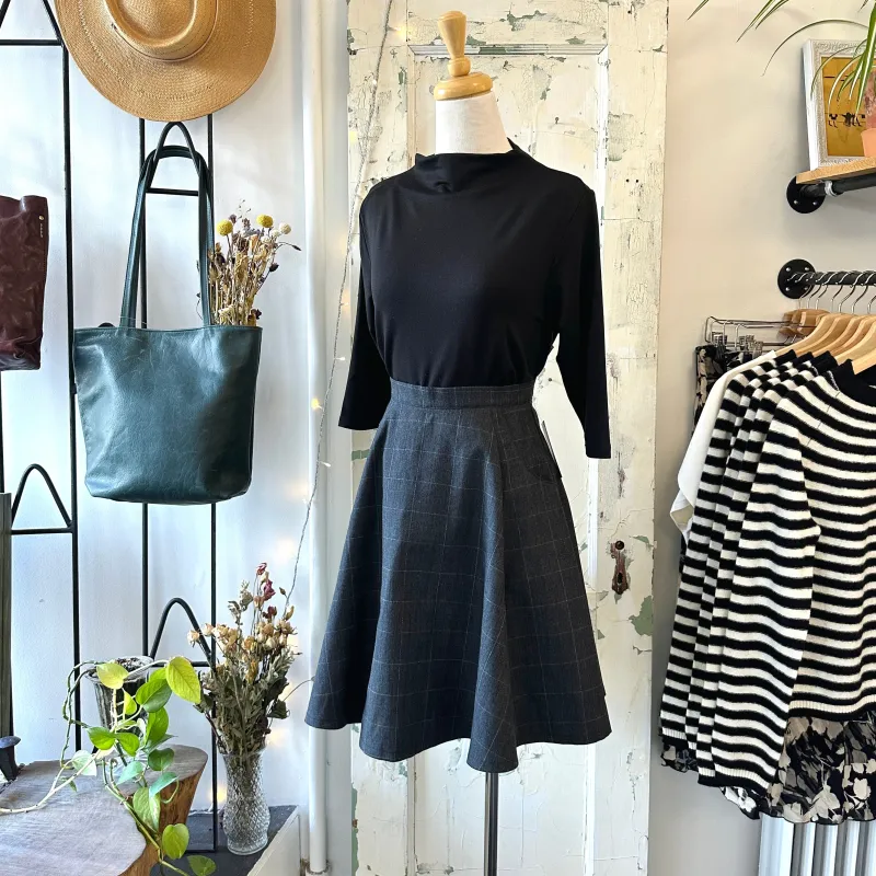 Meemoza // Daisy Skirt Charcoal Plaid Wool sold by Coal Miner's Daughter