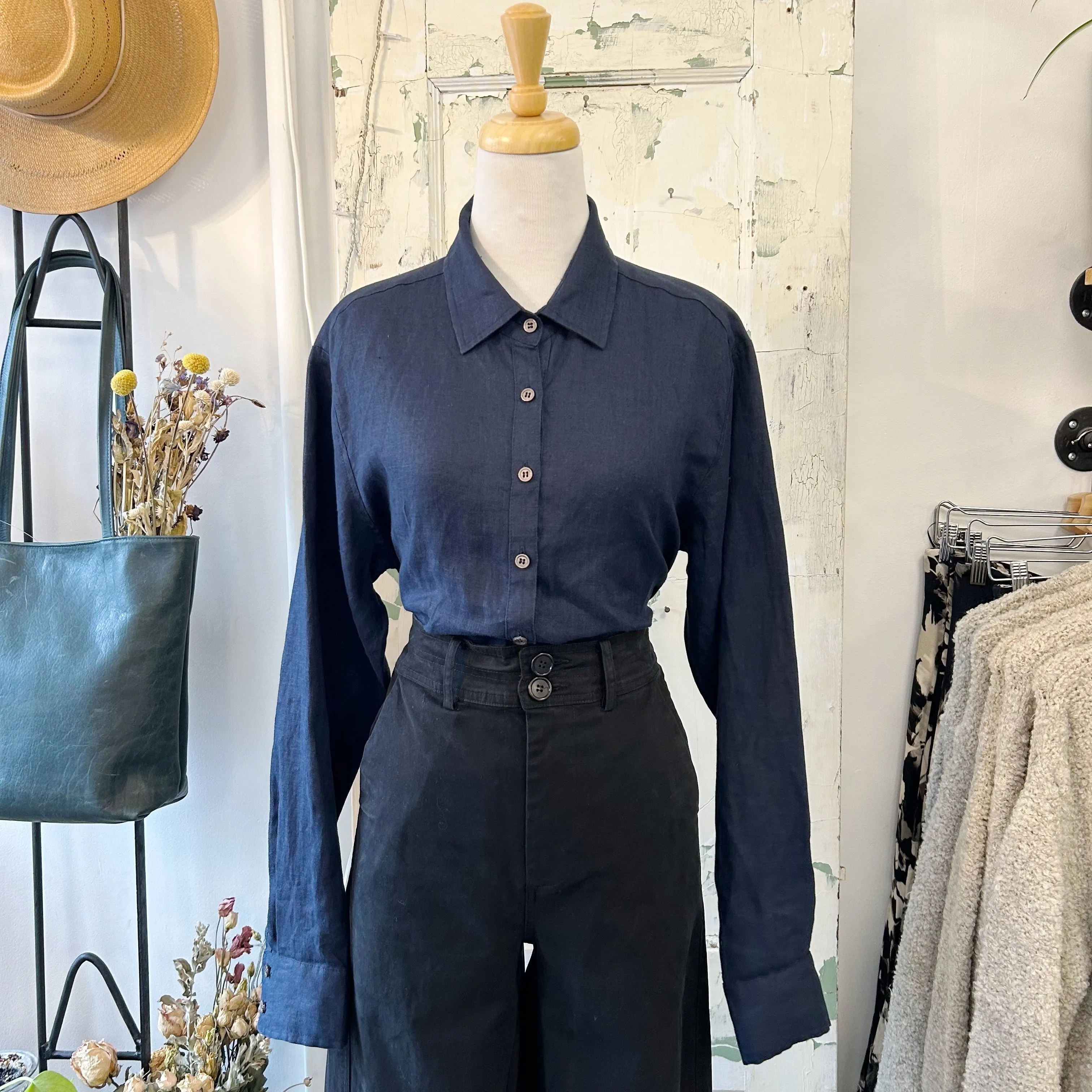 Naïf // Ines Shirt Navy Linen sold by Coal Miner's Daughter product image thumbnail 2