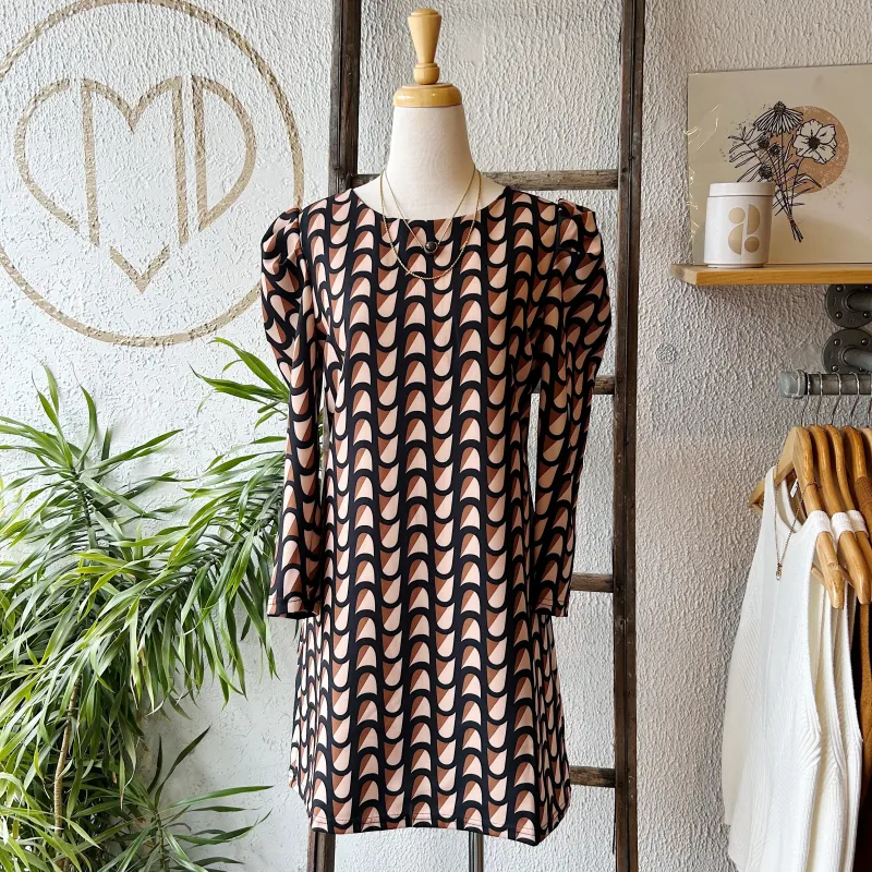 Astrid // Black/Brown Print Dress sold by Coal Miner's Daughter