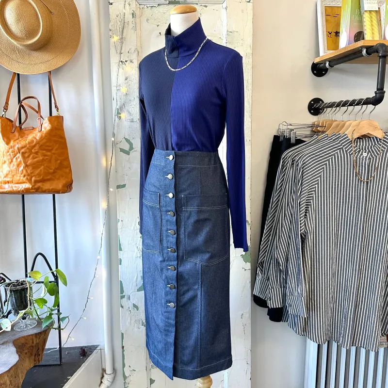 Eve Gravel // Kueva Skirt Denim sold by Coal Miner's Daughter
