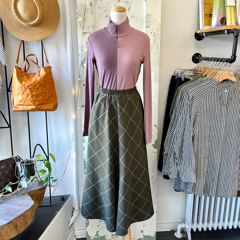 Eve Gravel // Meharry Skirt Green/ Lavender sold by Coal Miner's Daughter