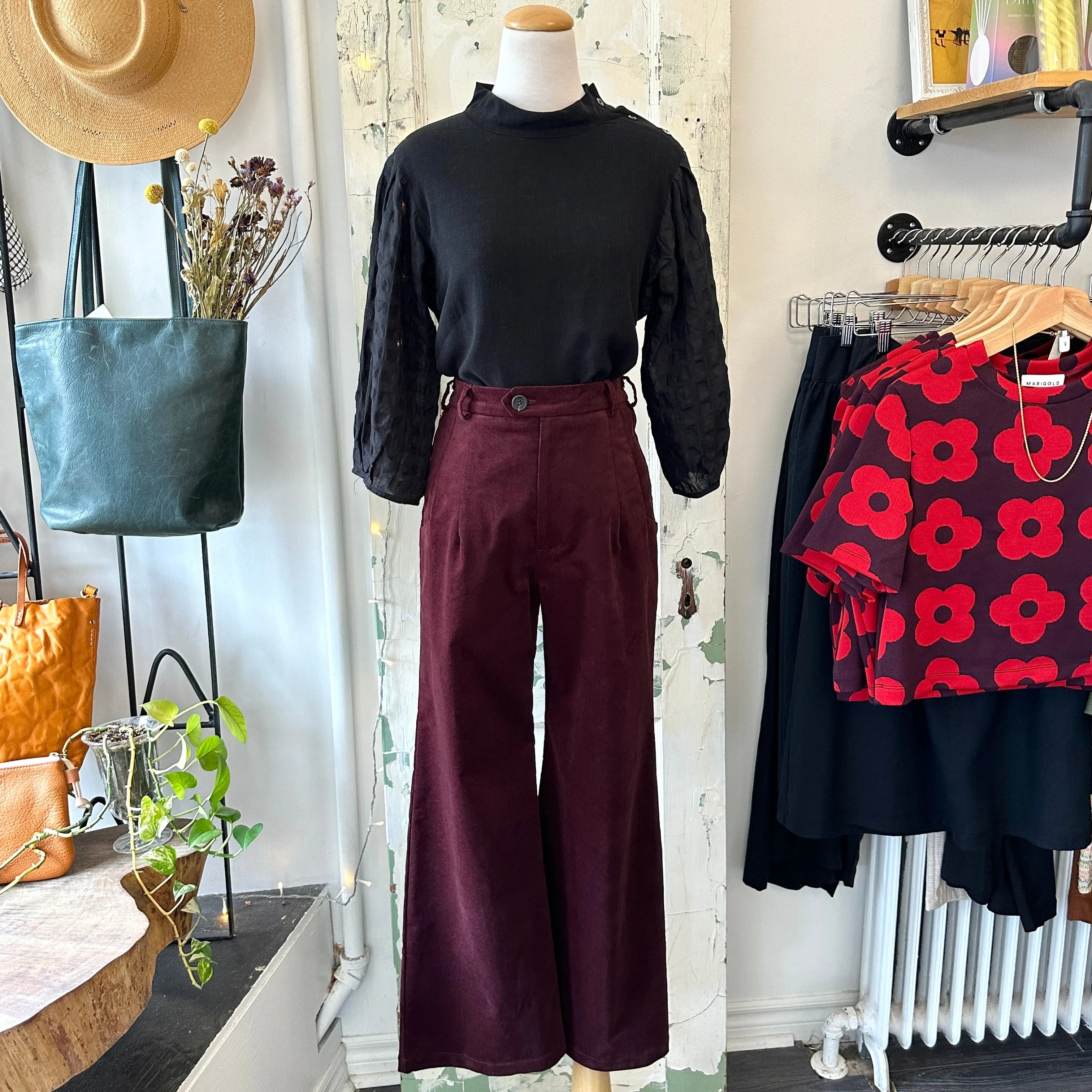 Jennifer Glasgow // Diana Pants Burgundy Corduroy sold by Coal Miner's Daughter