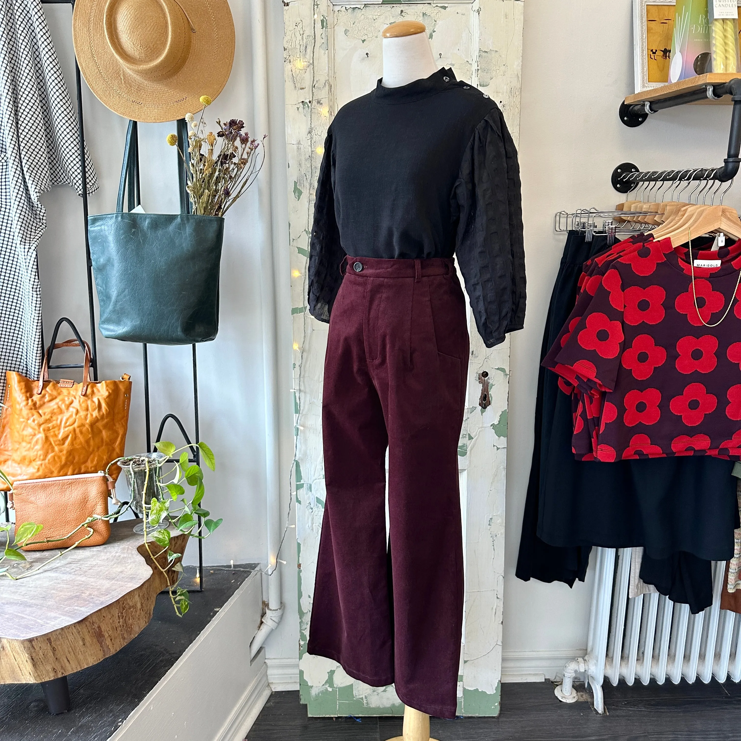 Jennifer Glasgow // Diana Pants Burgundy Corduroy sold by Coal Miner's Daughter product image thumbnail 2