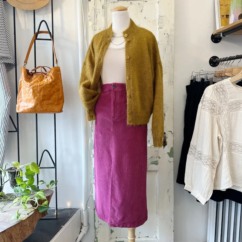 Des Petits Hauts // Siara Corduroy Skirt Mulberry sold by Coal Miner's Daughter