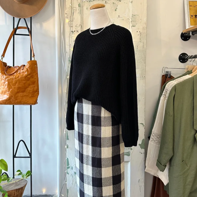 Indi & Cold // Black Cotton Knit Sweater sold by Coal Miner's Daughter