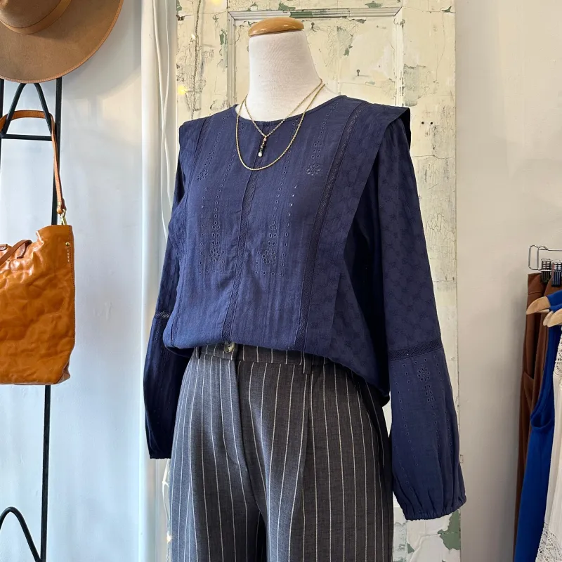 Indi & Cold // Indigo Eyelet Blouse sold by Coal Miner's Daughter