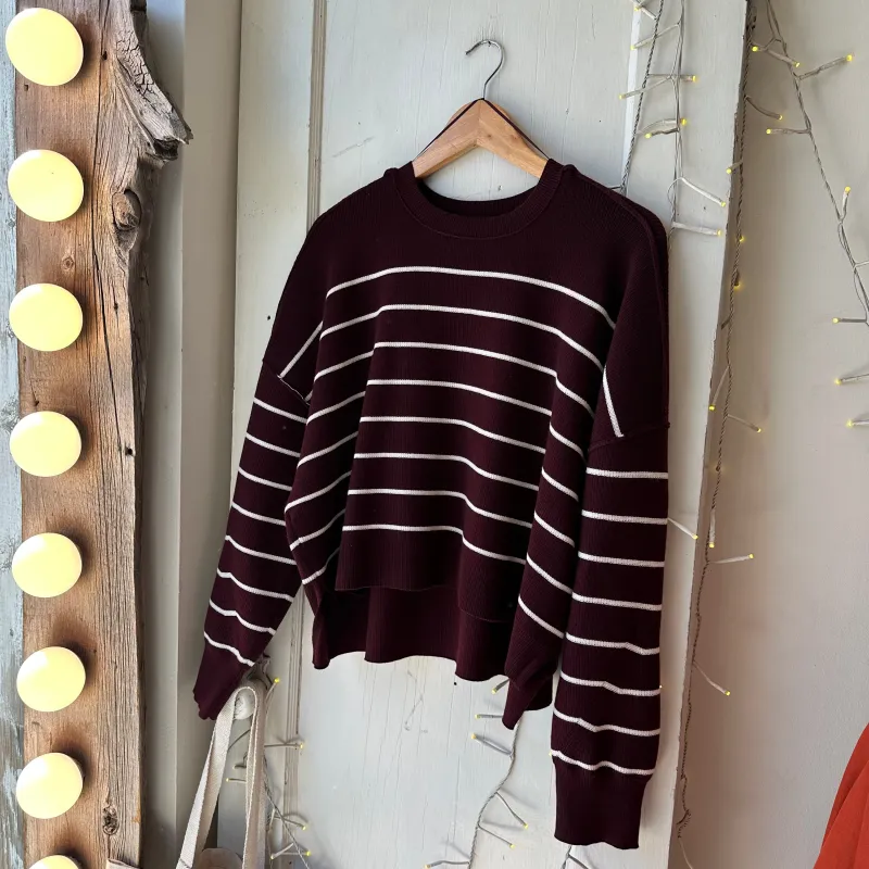 Gentle Fawn // Echo Sweater Merlot Stripe sold by Coal Miner's Daughter