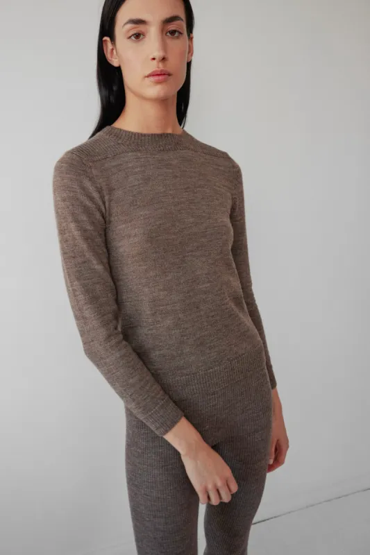 Layering Rib Crewneck : Heathered Brown sold by Wol Hide