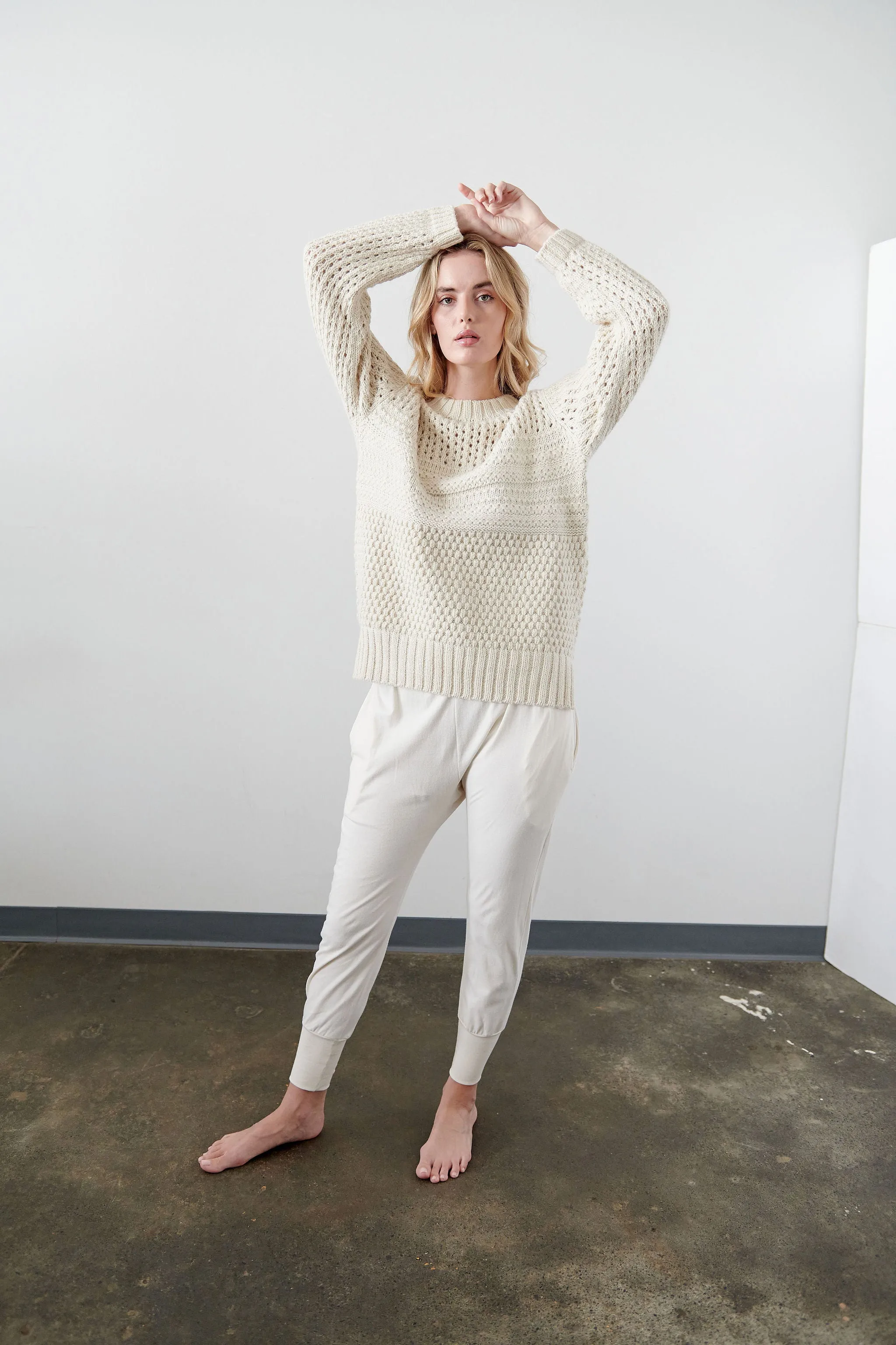 Mixed Stitch Pullover : Ecru sold by Wol Hide product image thumbnail 2