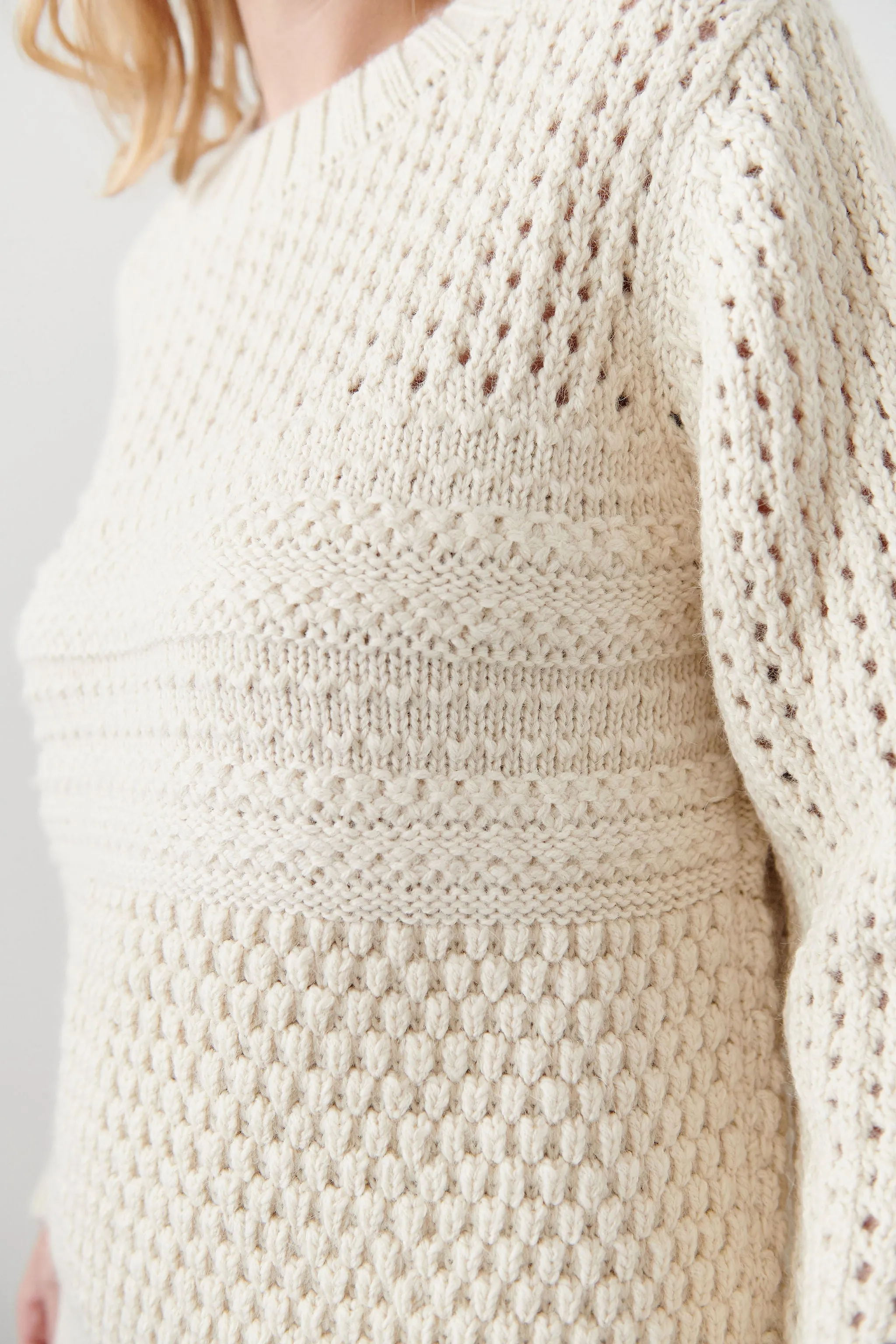 Mixed Stitch Pullover : Ecru sold by Wol Hide product image thumbnail 4