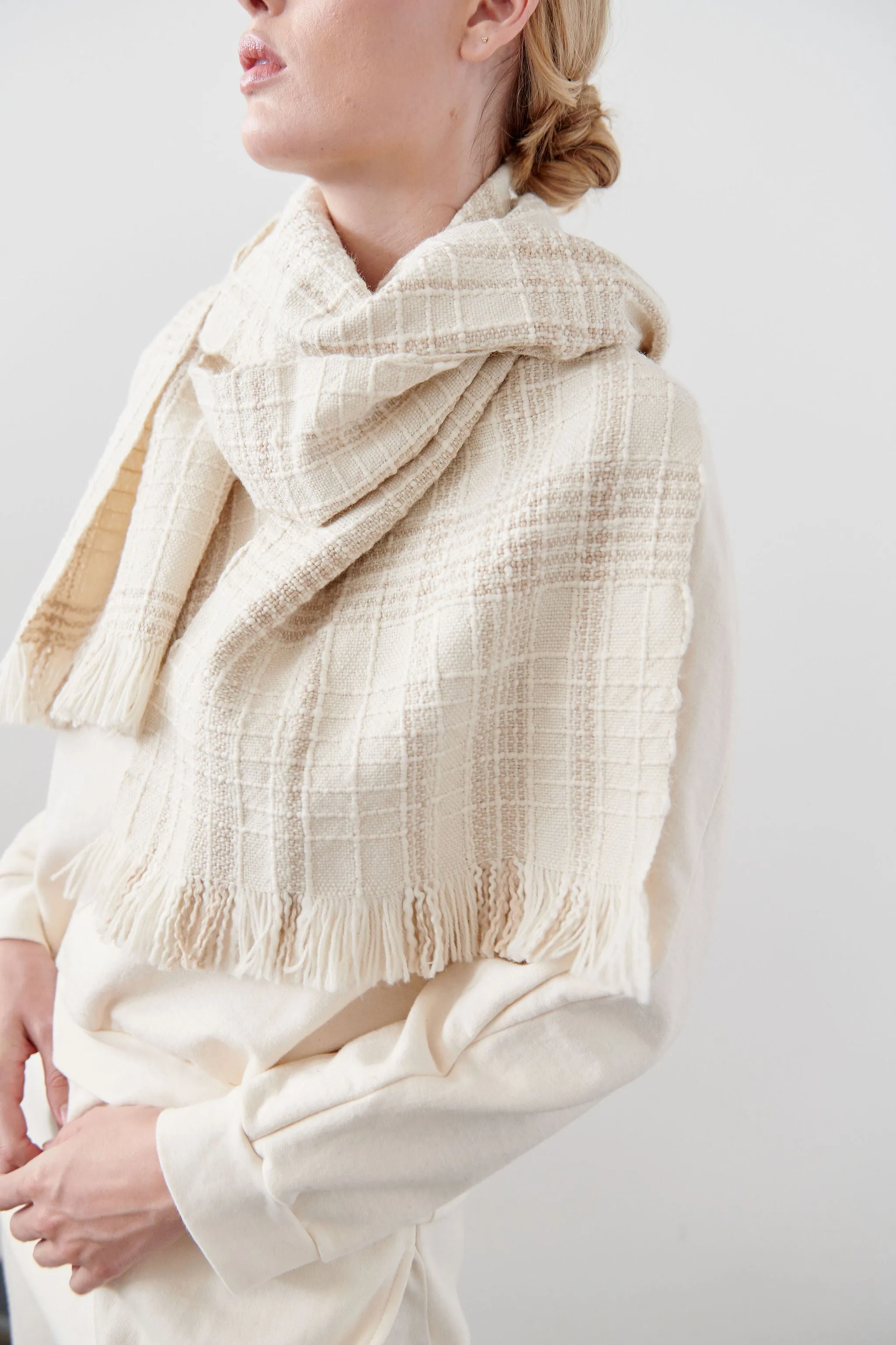 Narrow Woven Poncho : Chalk (Archive Sale) sold by Wol Hide product image thumbnail 5