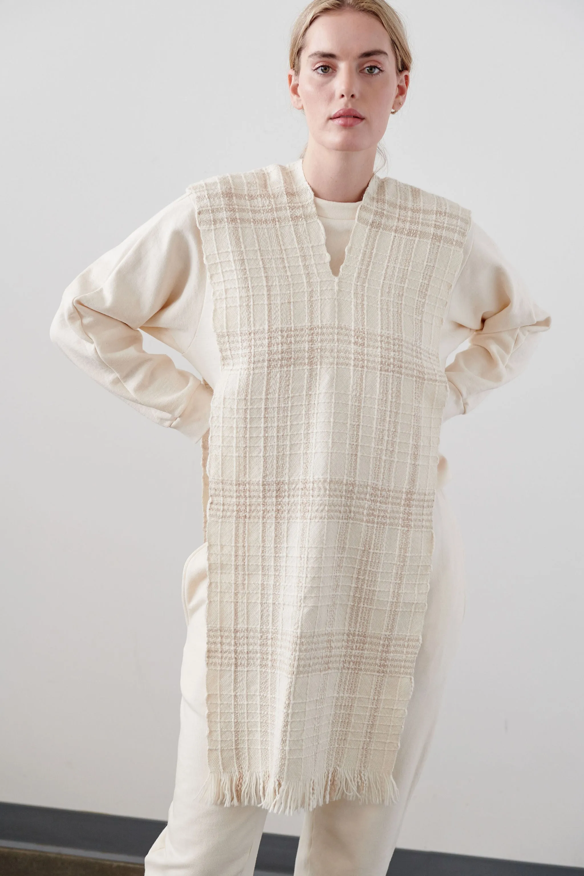 Narrow Woven Poncho : Chalk (Archive Sale) sold by Wol Hide