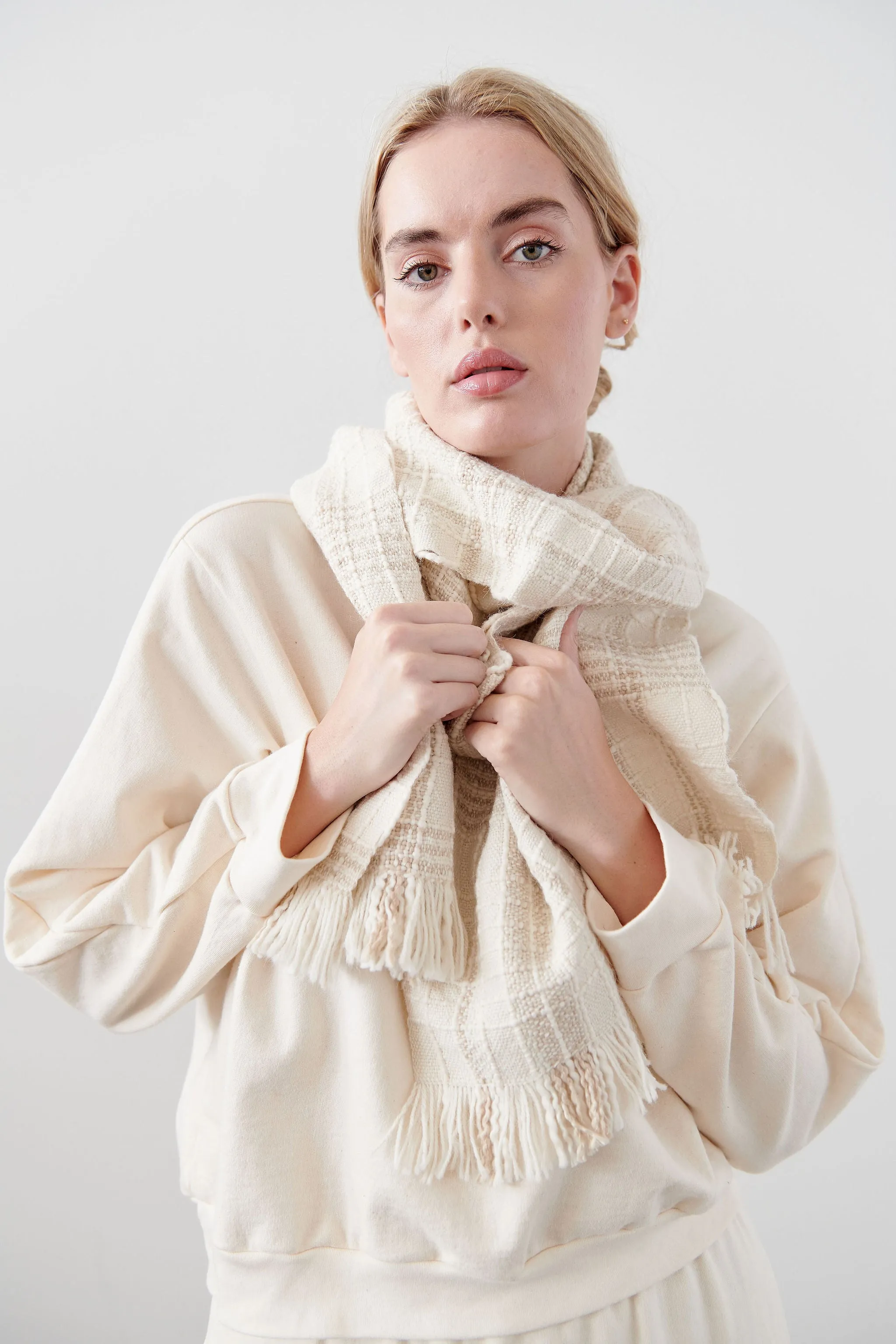 Narrow Woven Poncho : Chalk (Archive Sale) sold by Wol Hide product image thumbnail 2
