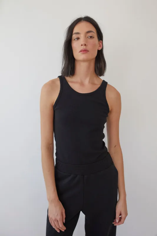 Scoop Back Rib Tank : Black sold by Wol Hide