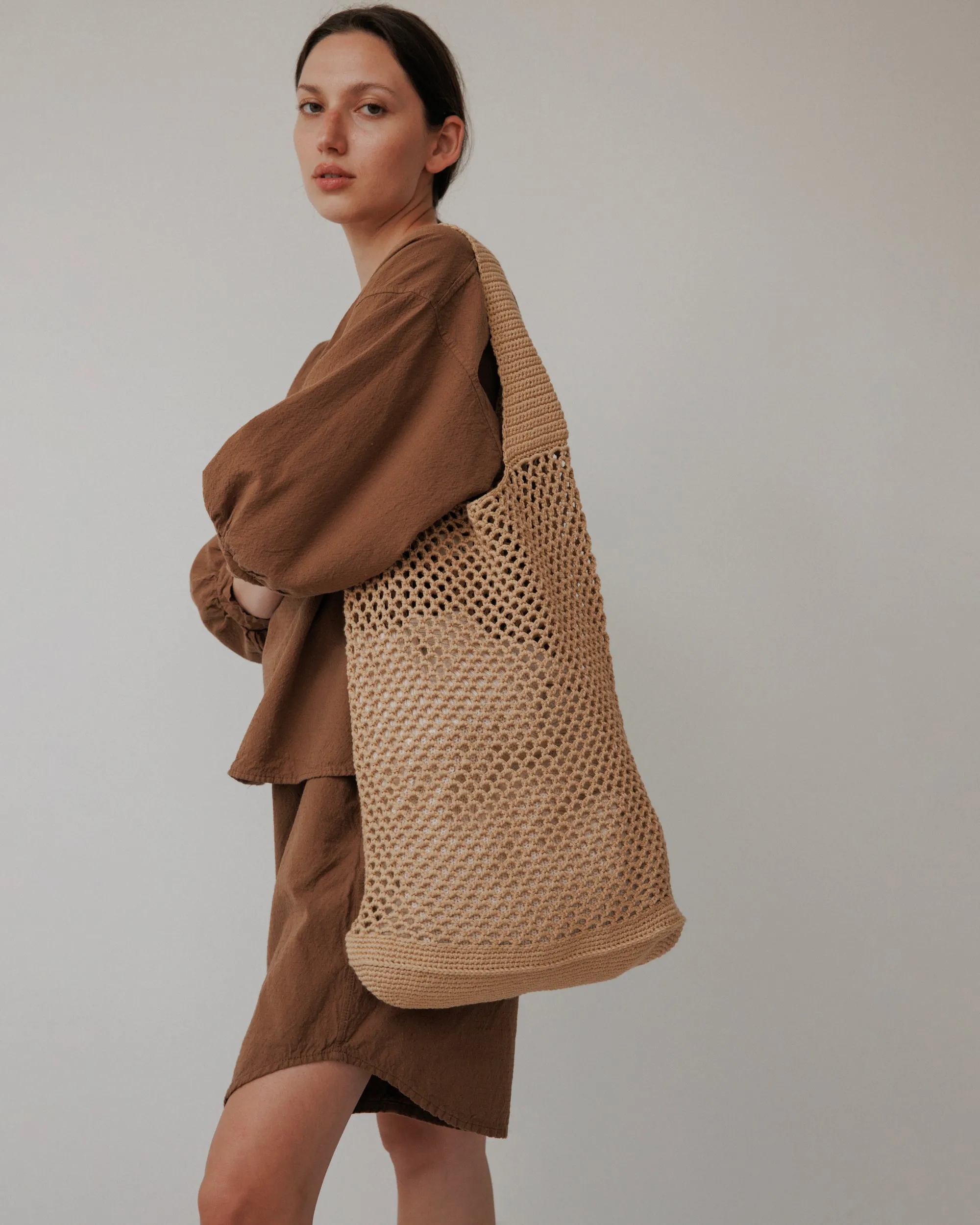 Crochet Tote : Sand sold by Wol Hide product image thumbnail 4