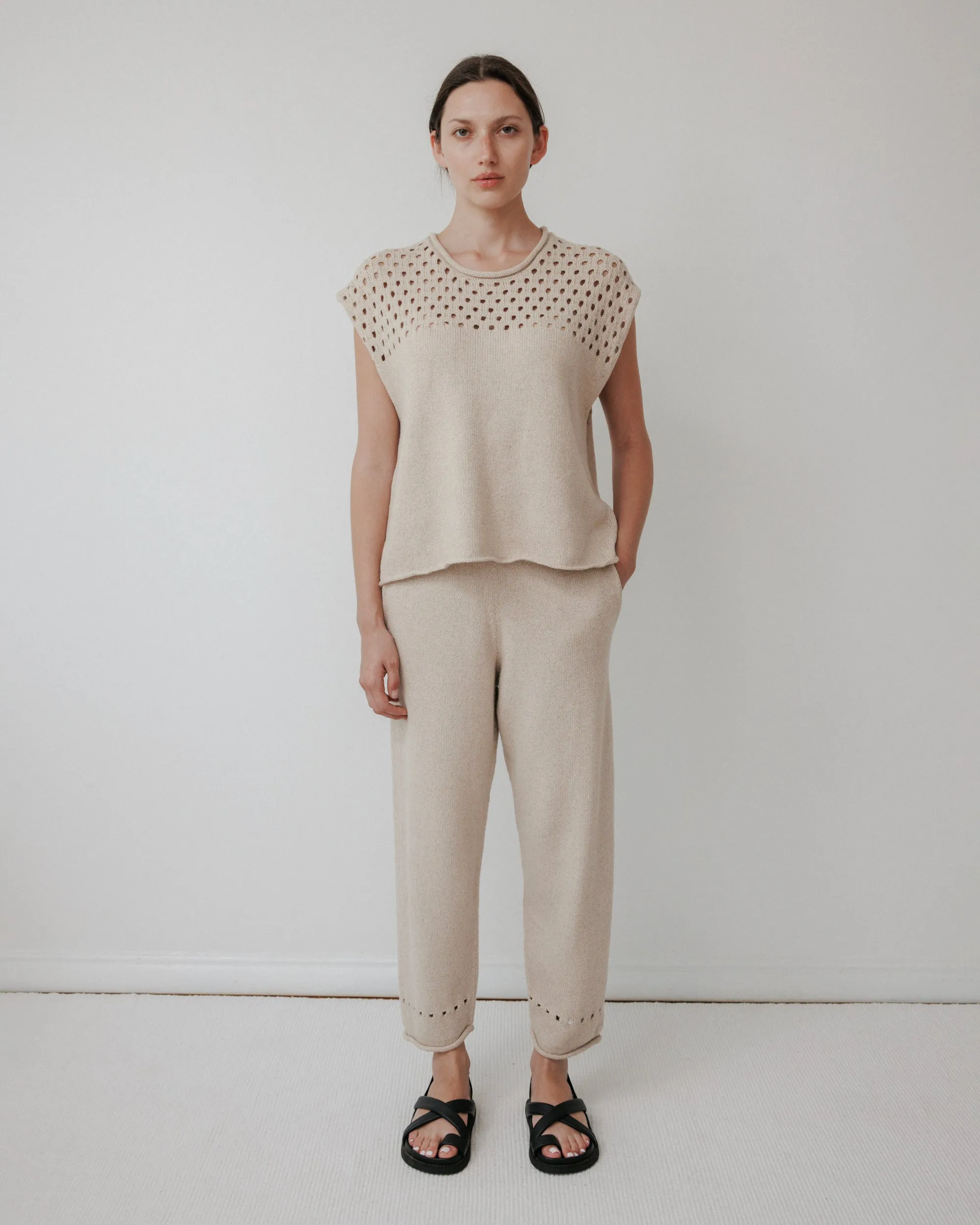 Pointelle Vest : Flax sold by Wol Hide product image thumbnail 5