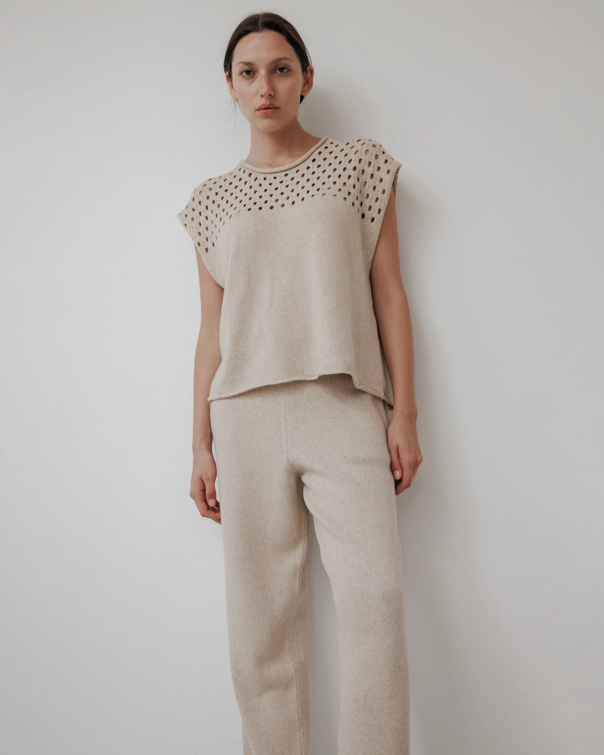 Pointelle Vest : Flax sold by Wol Hide product image thumbnail 3