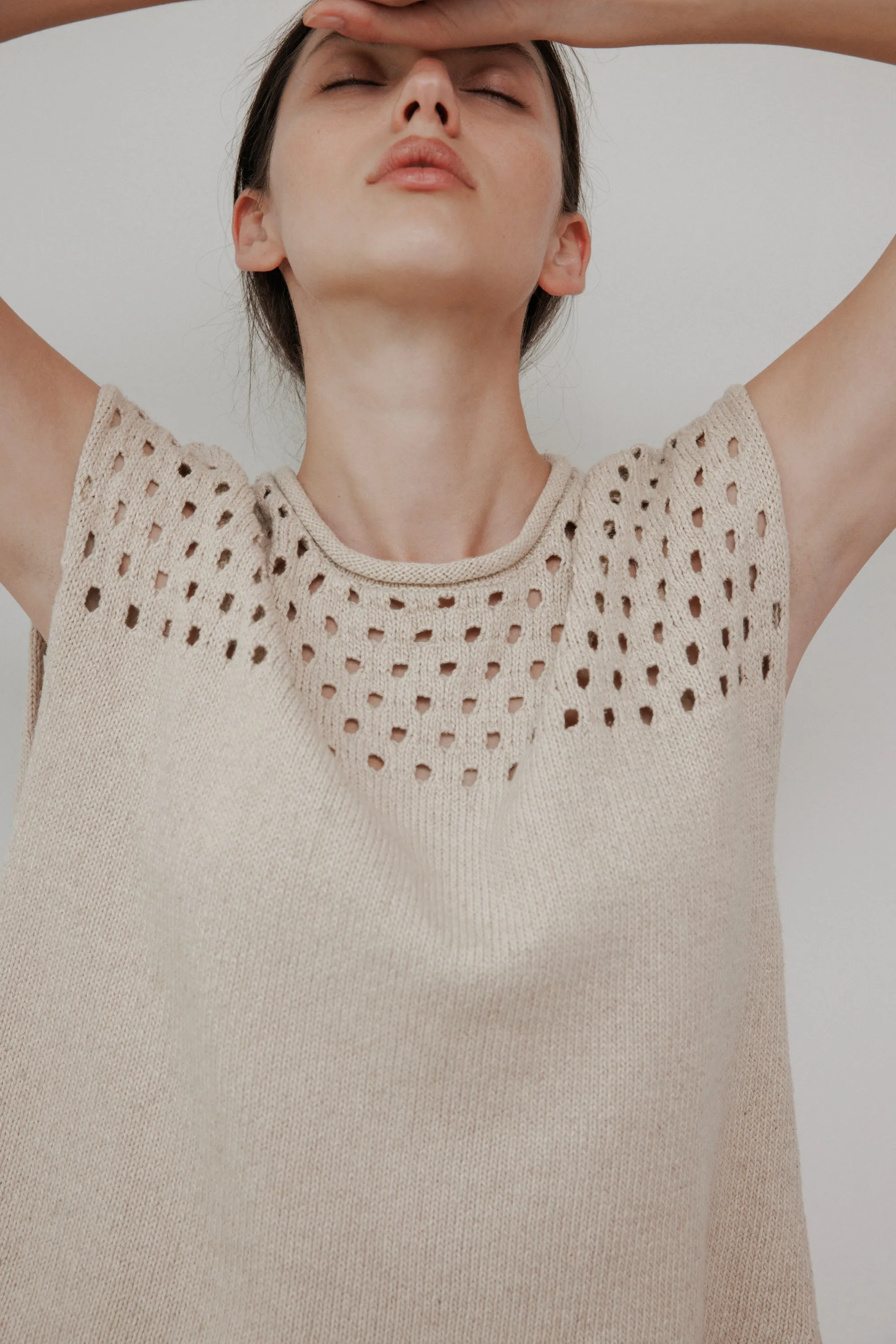 Pointelle Vest : Flax sold by Wol Hide product image thumbnail 4