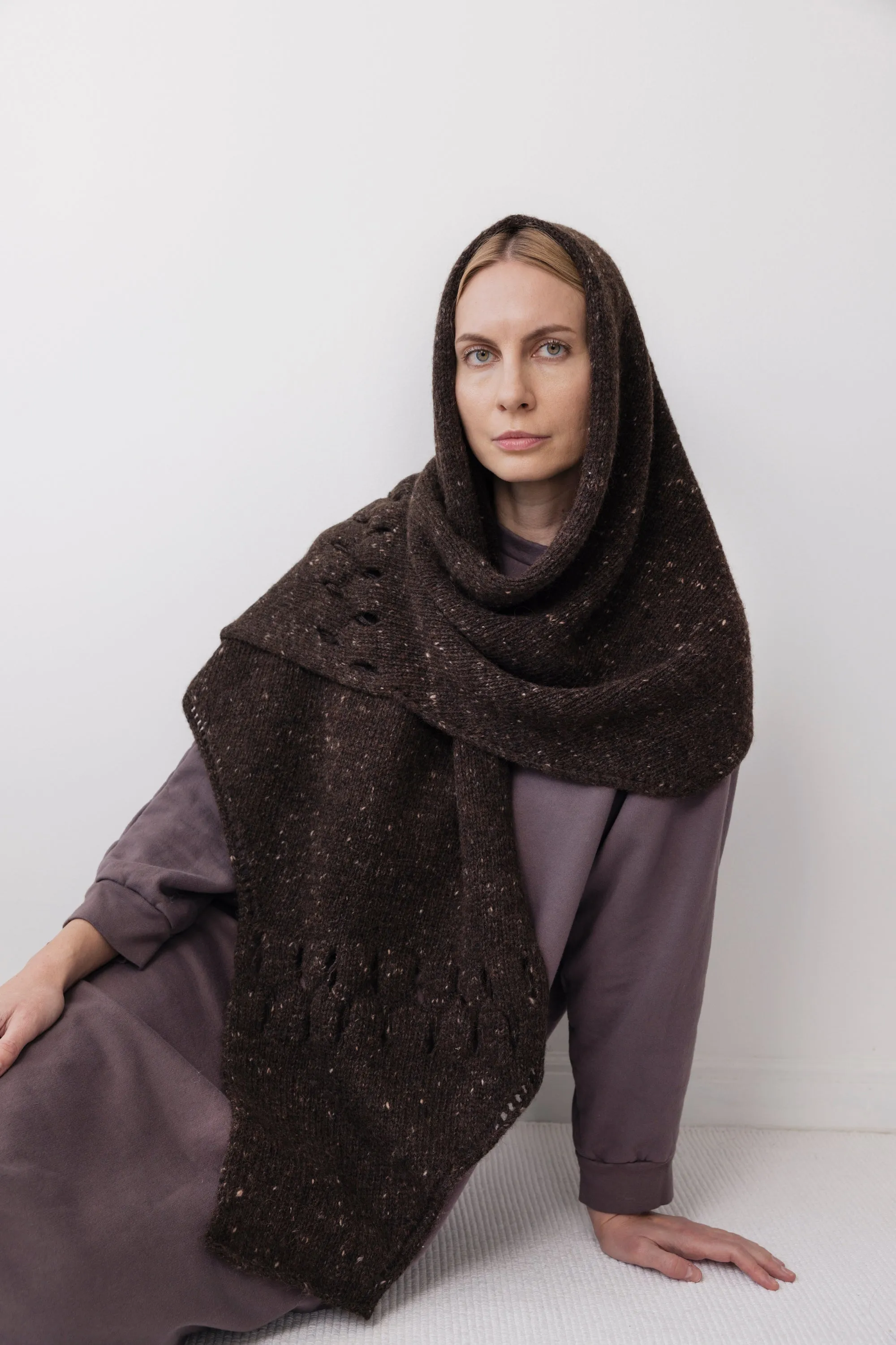 Hooded Scarf : Cocoa Tweed sold by Wol Hide